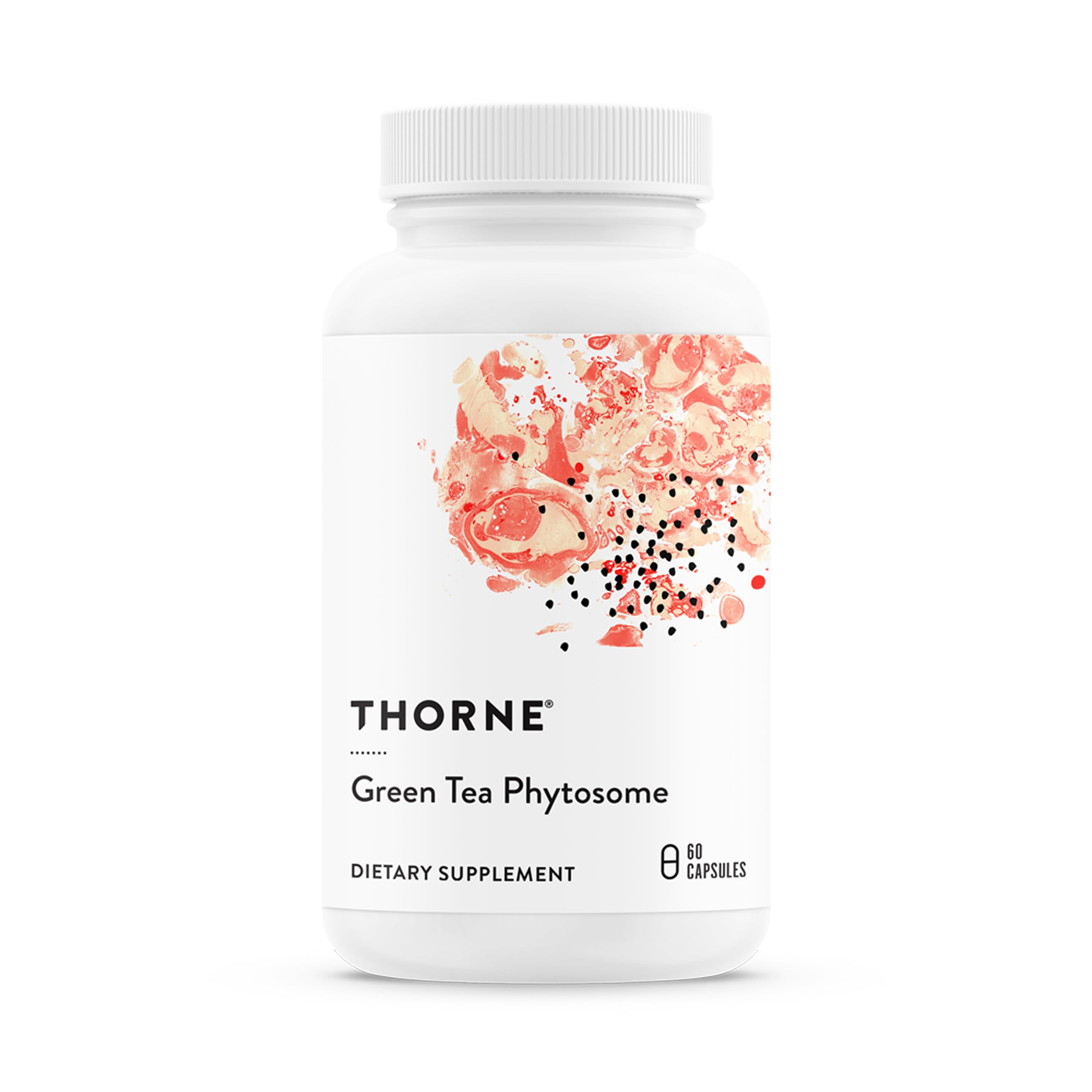 Thorne Green Tea Phytosome bottle front showing caffeine-free profile and potential antioxidant support.