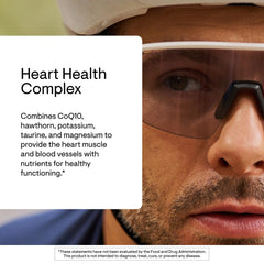 Thorne Heart Health Complex label shows CoQ10 and minerals for heart wellness.