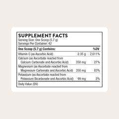 THORNE Vitamin C powder scoop highlights easy dosing for daily immune support and antioxidant routine.