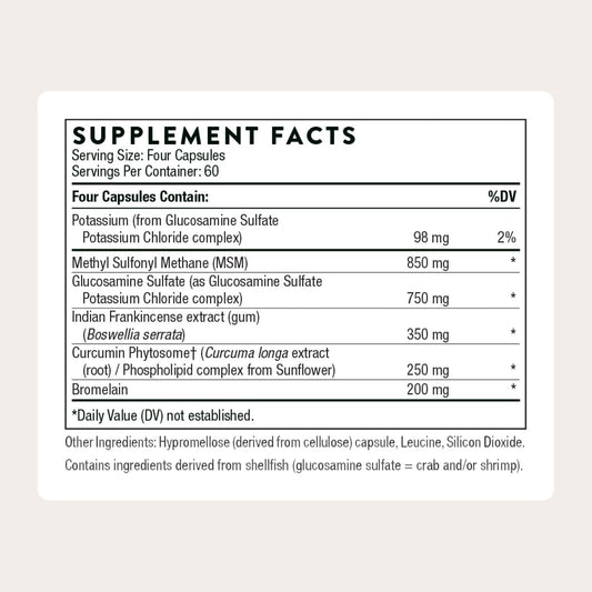 THORNE Joint Support Nutrients capsules close-up showing texture and convenient daily use.