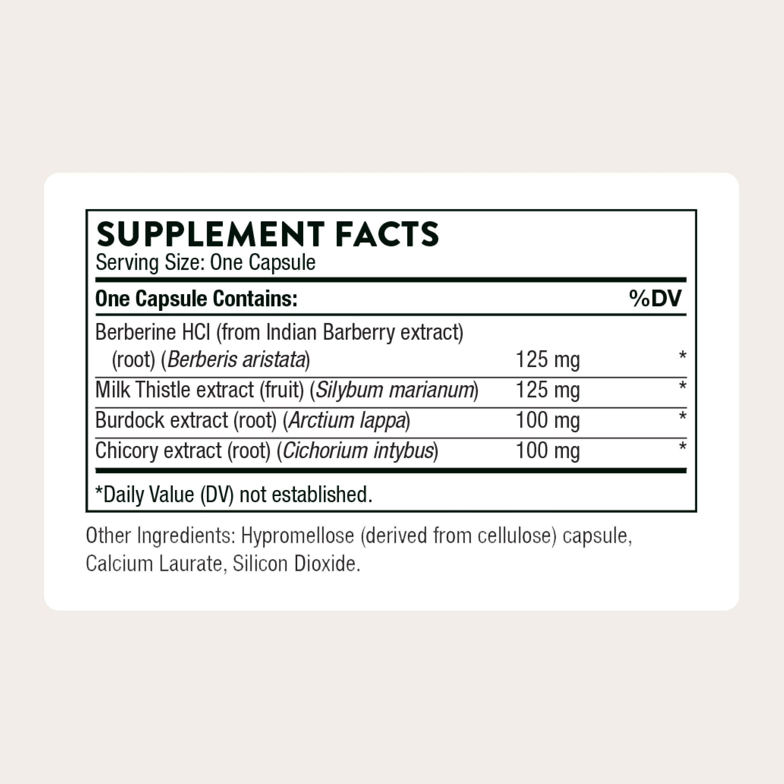 THORNE Liver Cleanse bottle pour captured for on-the-go dosing.
