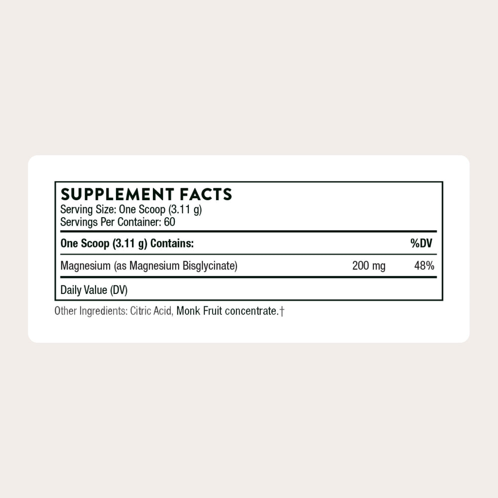 Thorne magnesium bisglycinate being poured into a glass for muscle relaxation after workouts