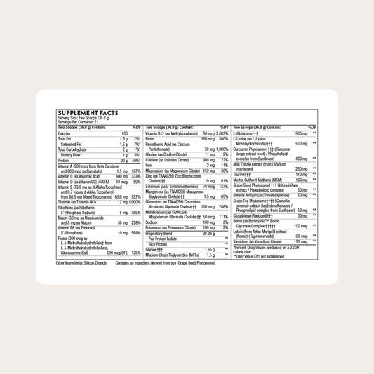 THORNE MediClear Plus label close-up highlighting ingredients for daily supplementation
