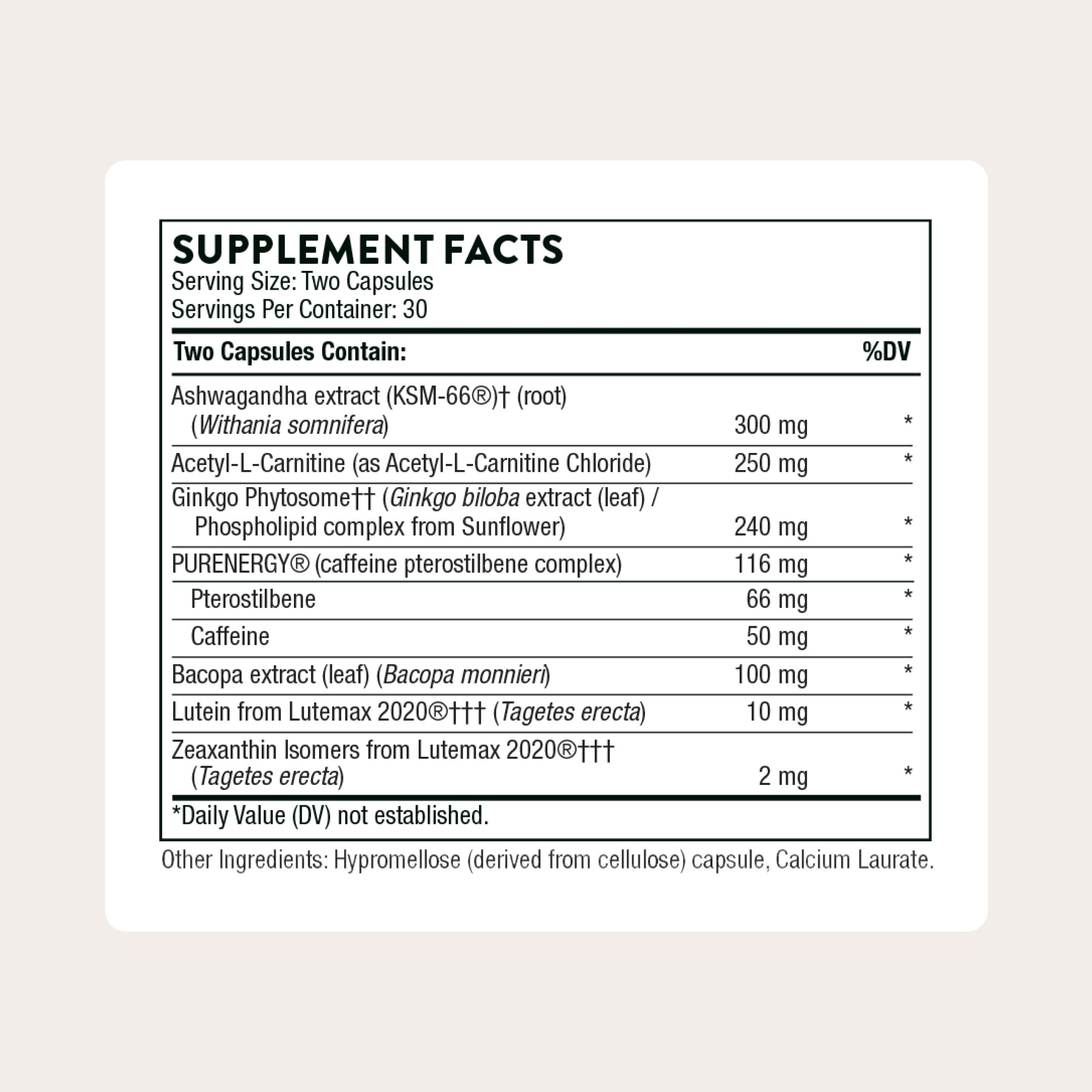 THORNE Memoractiv capsules close-up for focus and clarity