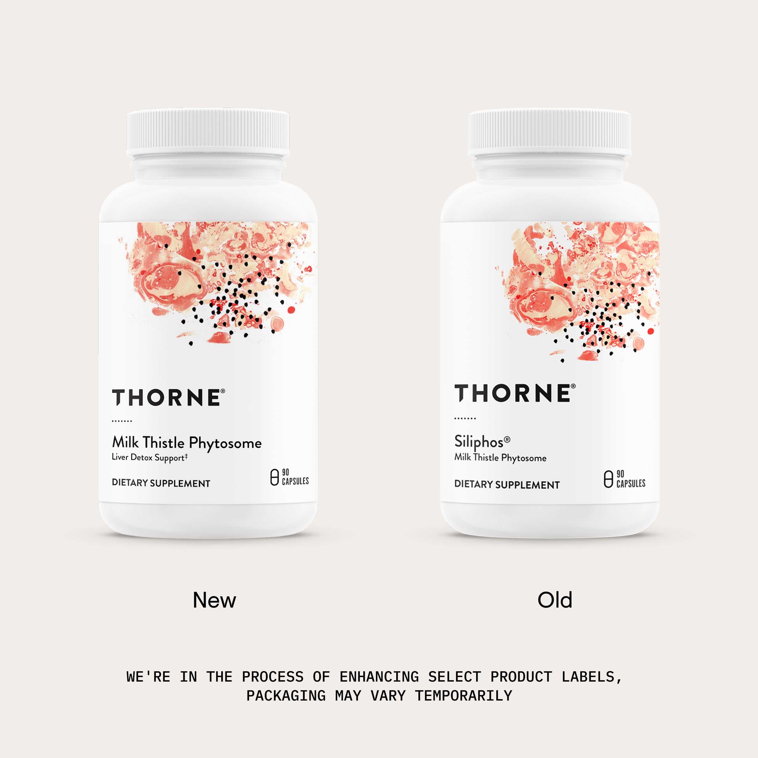 THORNE Milk Thistle Phytosome label closeup highlighting certification and ingredients