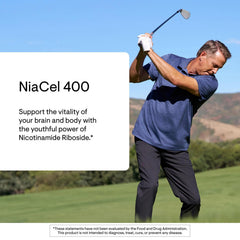 Close-up of Thorne NiaCel 400 label highlighting NAD content.