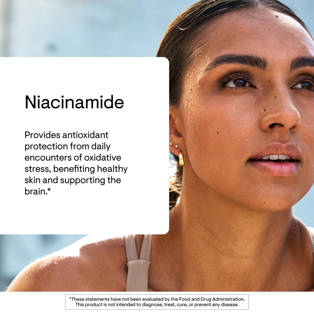 THORNE Niacinamide label with third-party certification for accuracy and safety.