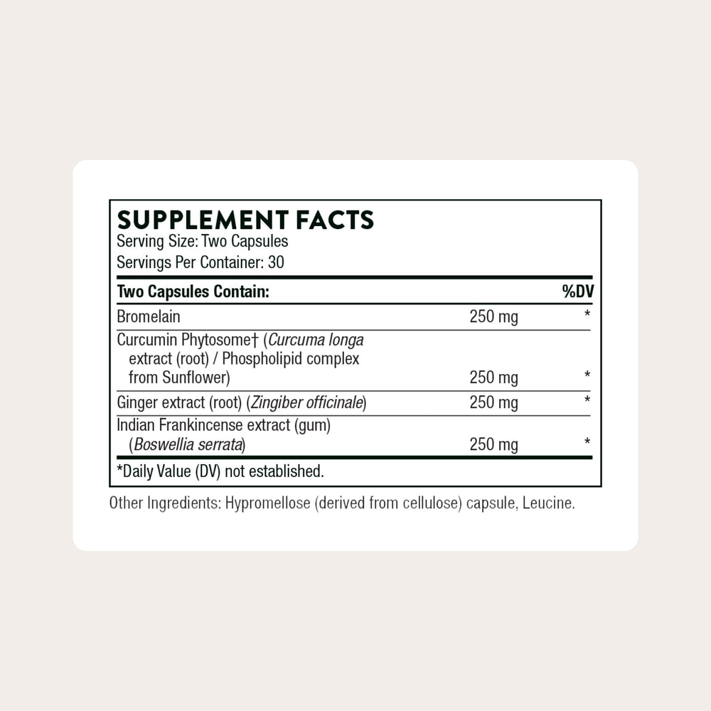 THORNE Phytoprofen bottle label close-up showing ingredients and third-party certification