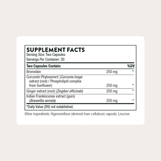 THORNE Phytoprofen bottle label close-up showing ingredients and third-party certification