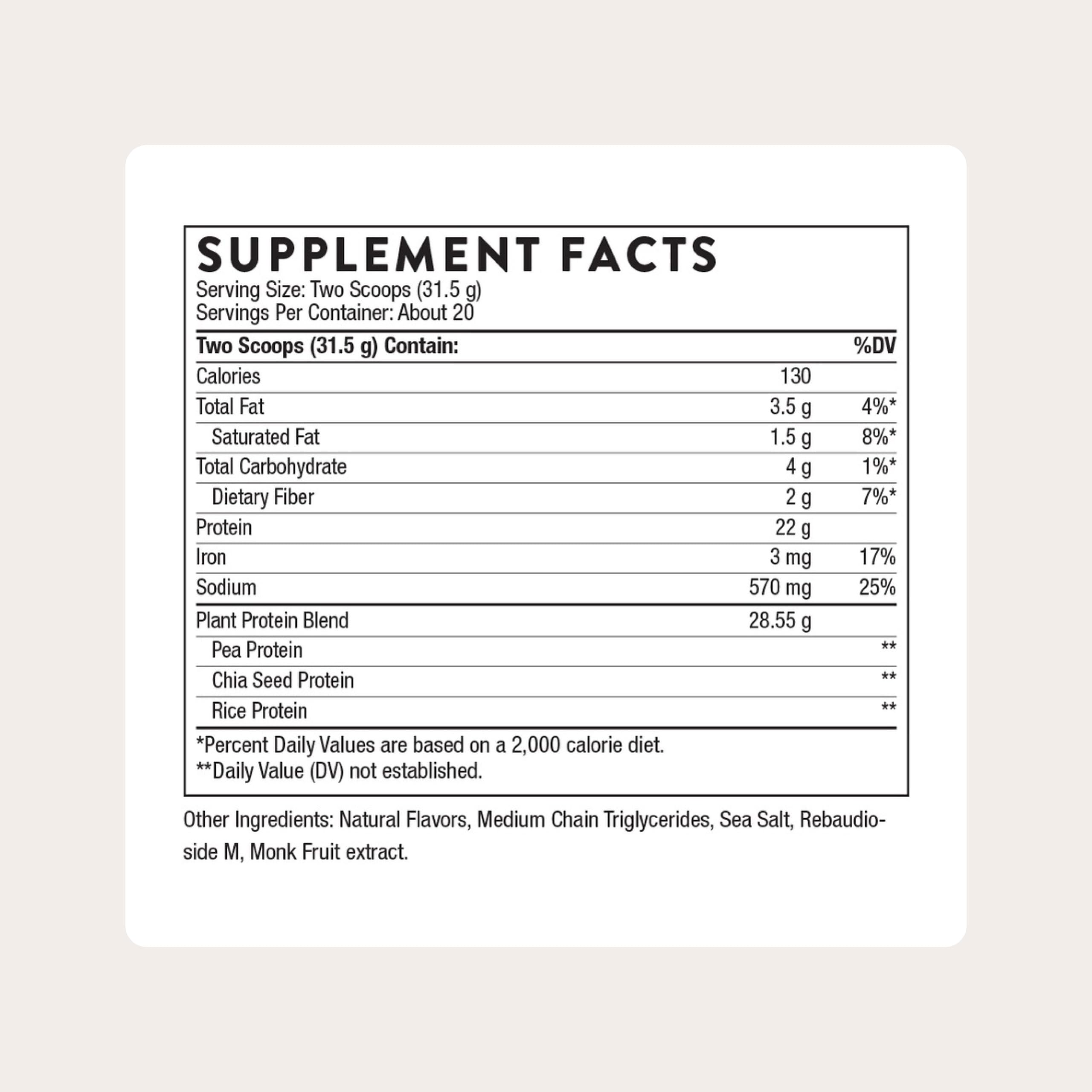 THORNE vanilla shake with 22 g protein per serving for recovery