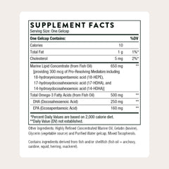 THORNE Pro-Resolving Mediators gelcaps close-up highlighting EPA and DHA
