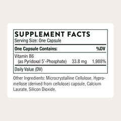 Close-up of THORNE Pyridoxal-5-Phosphate label highlighting active B6