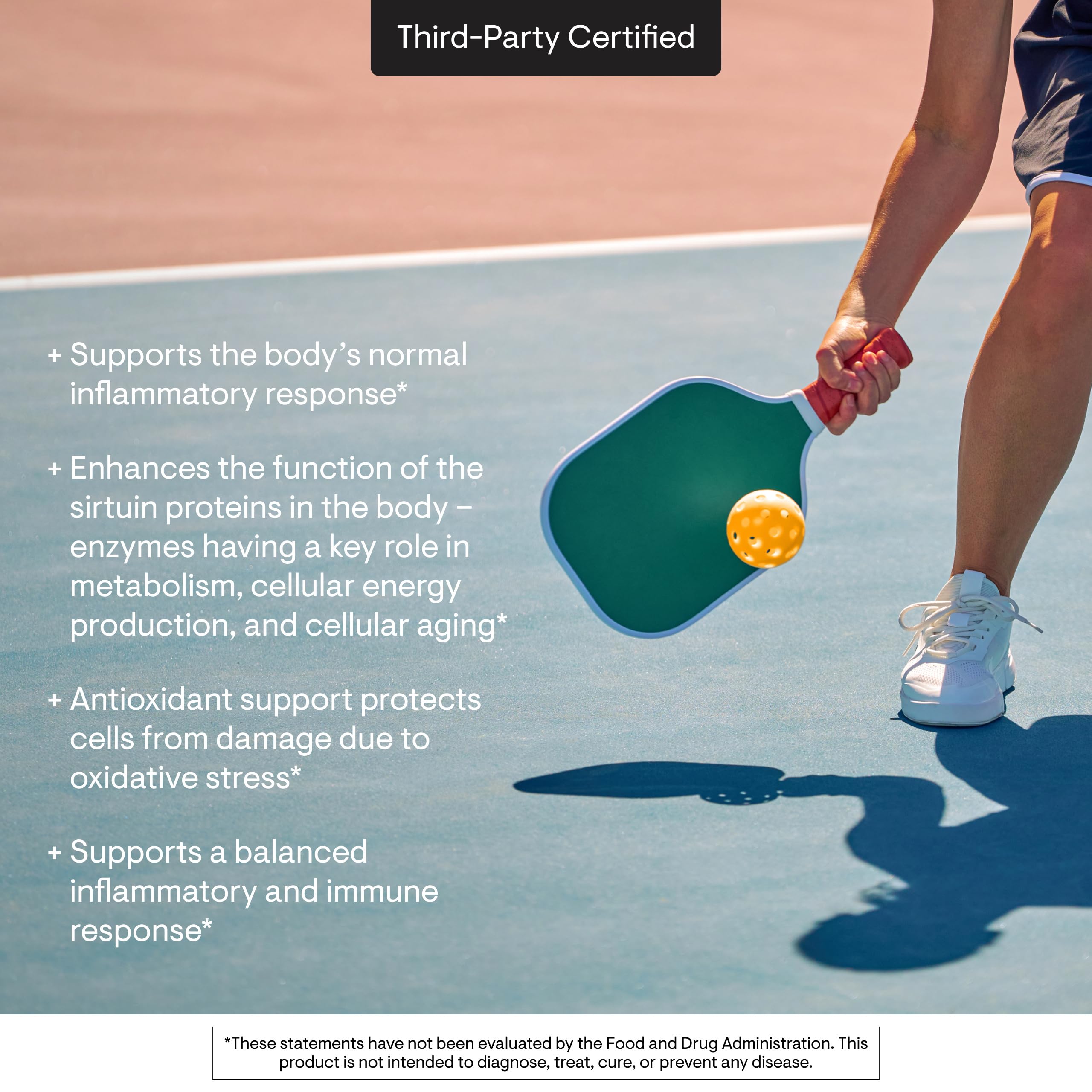 Third-party certification badge signaling product validation and trust.