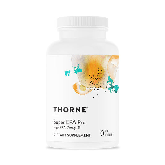 THORNE Super EPA Pro bottle front shows omega-3 blend for heart support