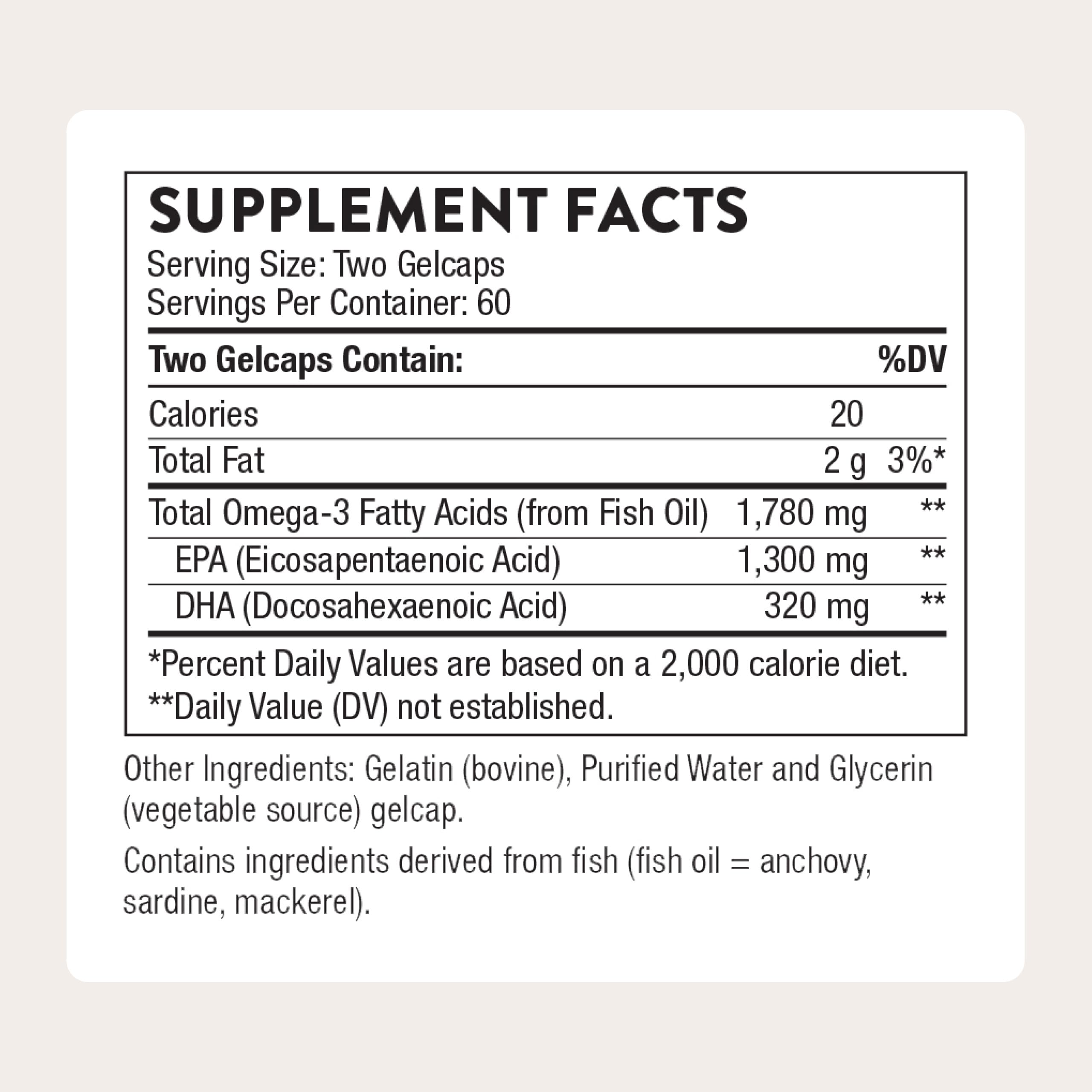 Close-up of THORNE softgels illustrating easy-to-swallow capsules and neutral taste