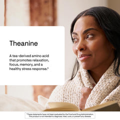 Graphic illustrating brain alpha-waves linked to THORNE Theanine for focus.