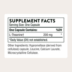 Close-up of THORNE Theanine capsules for calm focus during study or work.
