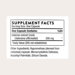 THORNE valerian capsules close-up indicating a melatonin-free sleep option.