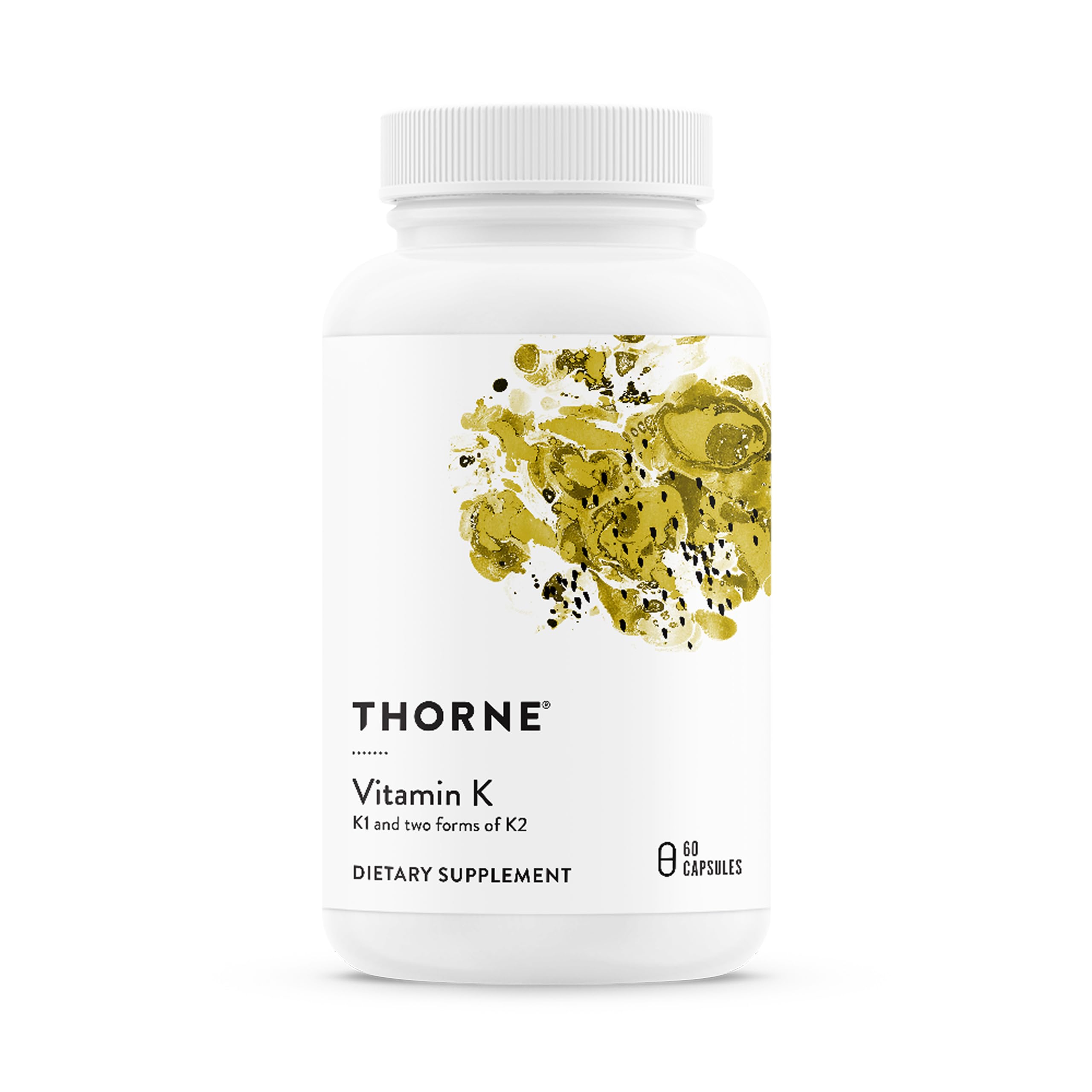 Thorne Vitamin K bottle pour highlights easy daily dosing.