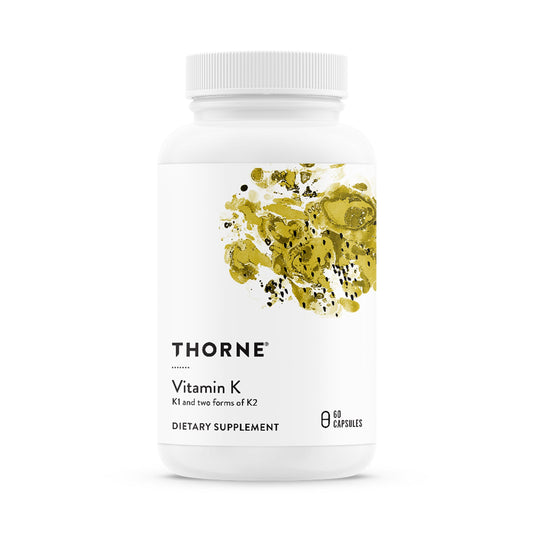 Thorne Vitamin K bottle pour highlights easy daily dosing.