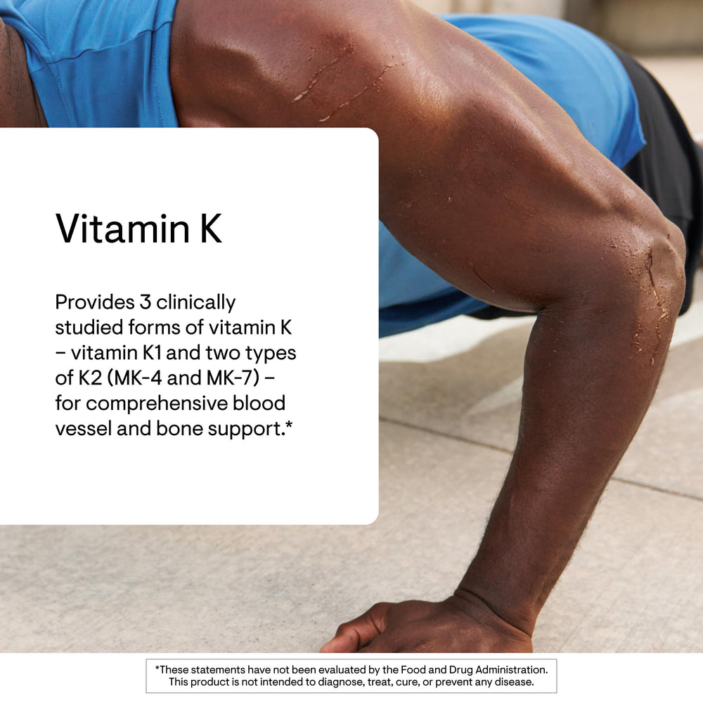 Thorne Vitamin K capsules closeup emphasizing convenient soft capsules.