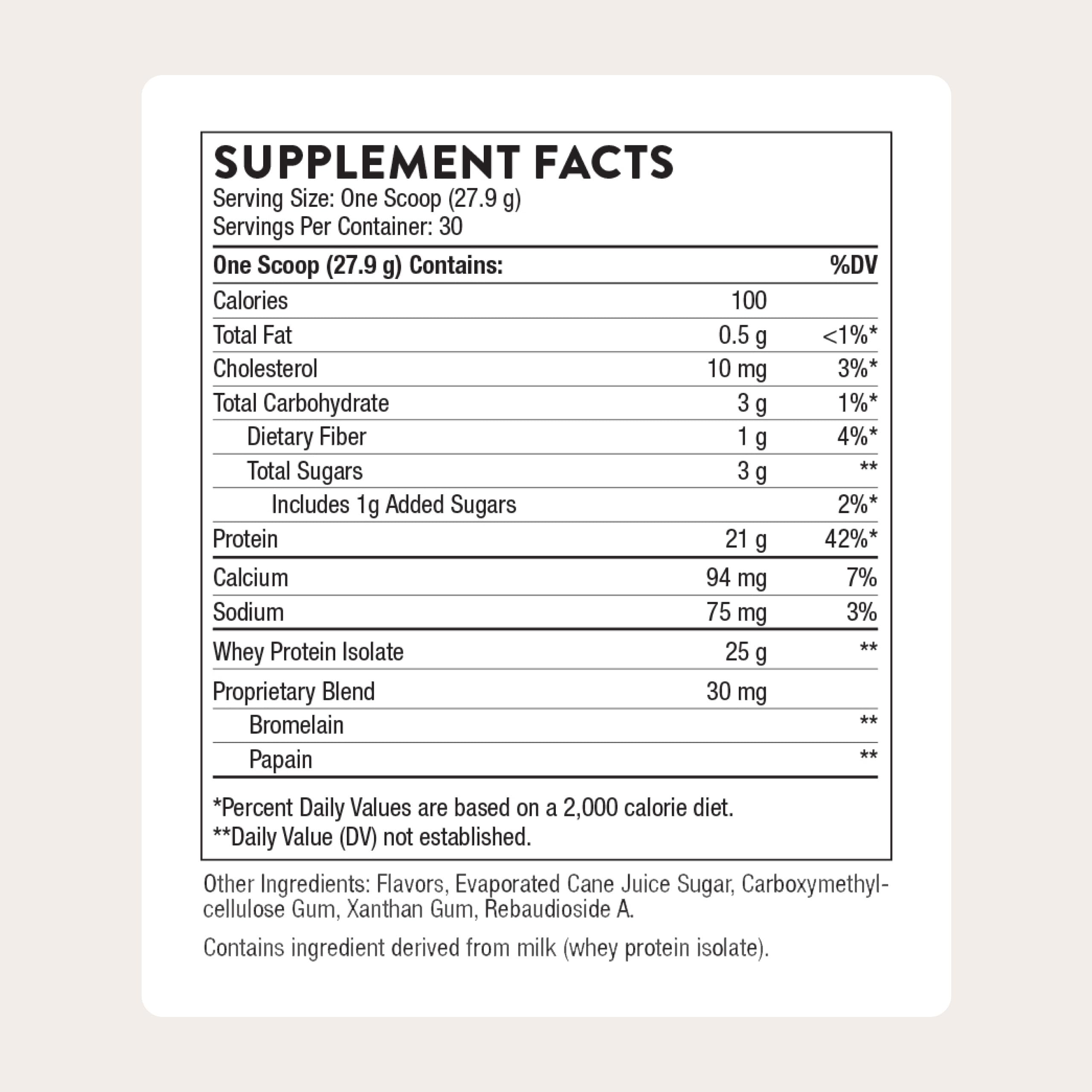 Thorne Whey Protein Isolate Vanilla shake in glass for post-workout nourishment