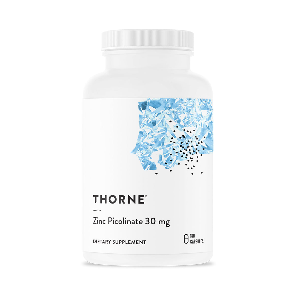 Thorne Zinc Picolinate 30 mg capsules front view for immune support and general wellness.