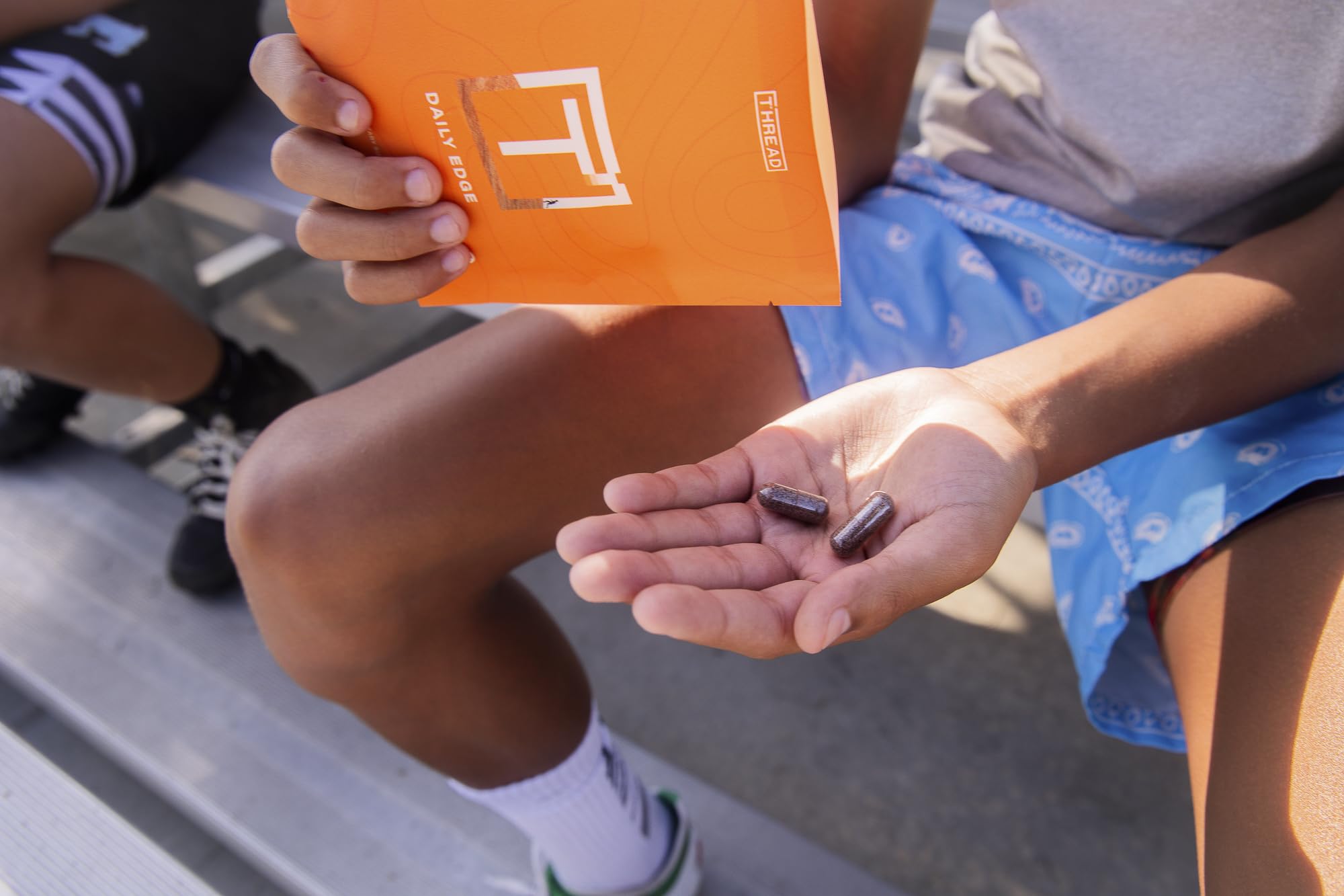 THREAD Performance Daily Edge morning-routine shot conveys easy integration with meals.