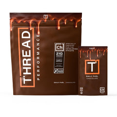 THREAD Performance Daily Fuel can with chocolate brownie flavor for post-workout recovery.