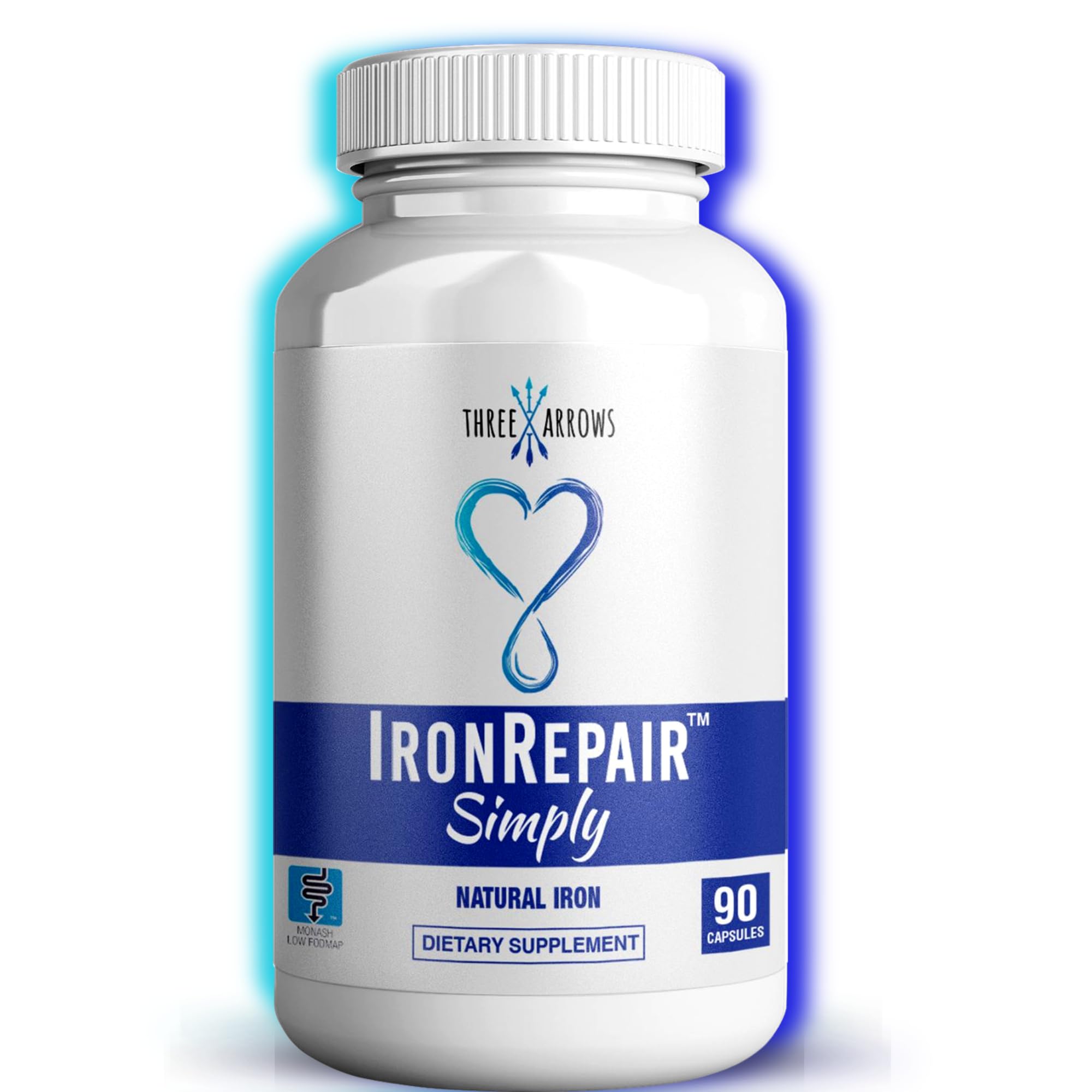 Three Arrows Iron Repair bottle emphasizes natural iron support for everyday energy and wellness.