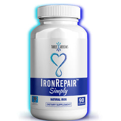 Three Arrows Iron Repair bottle emphasizes natural iron support for everyday energy and wellness.