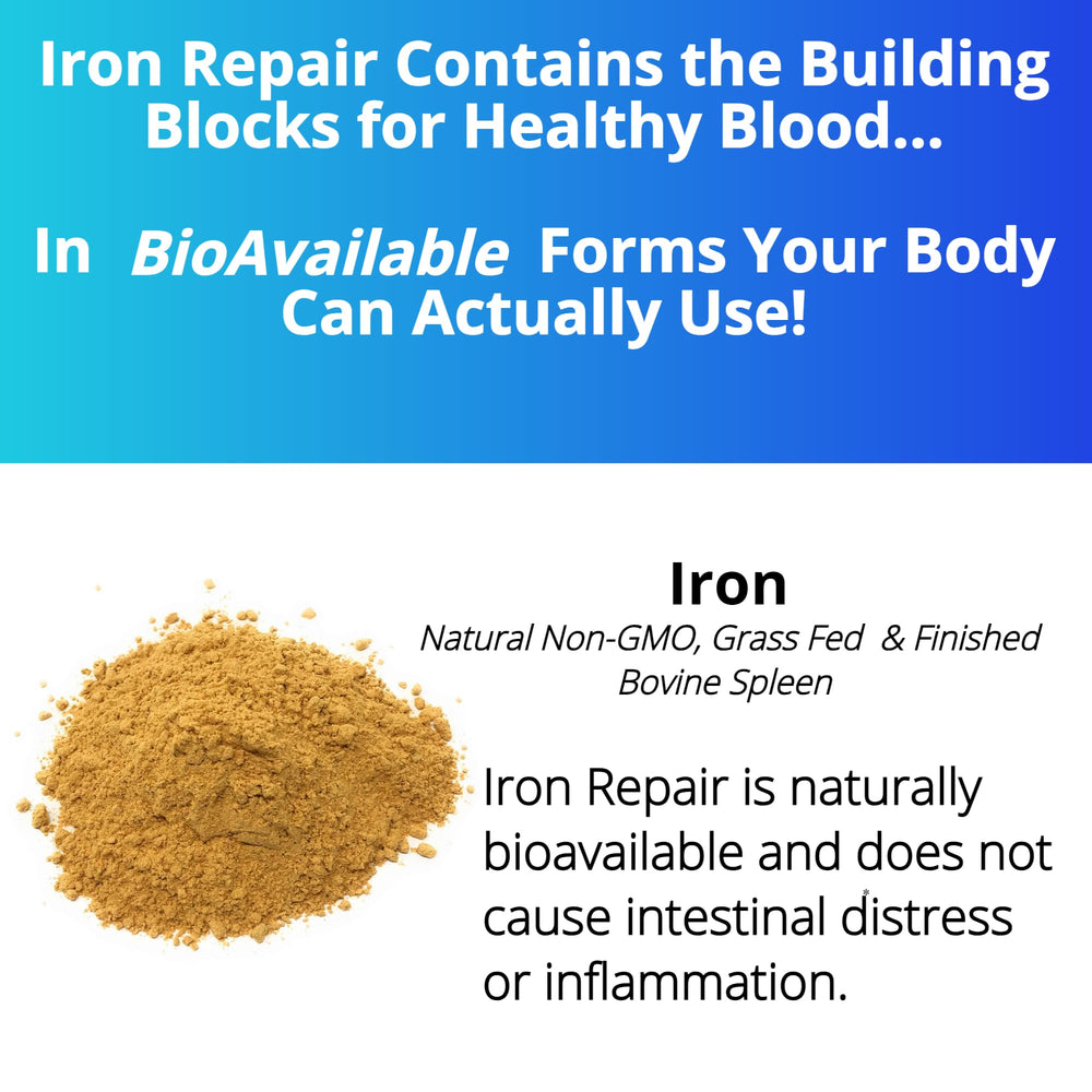 Three Arrows Iron Repair can be taken with food or without, image conveys flexibility.