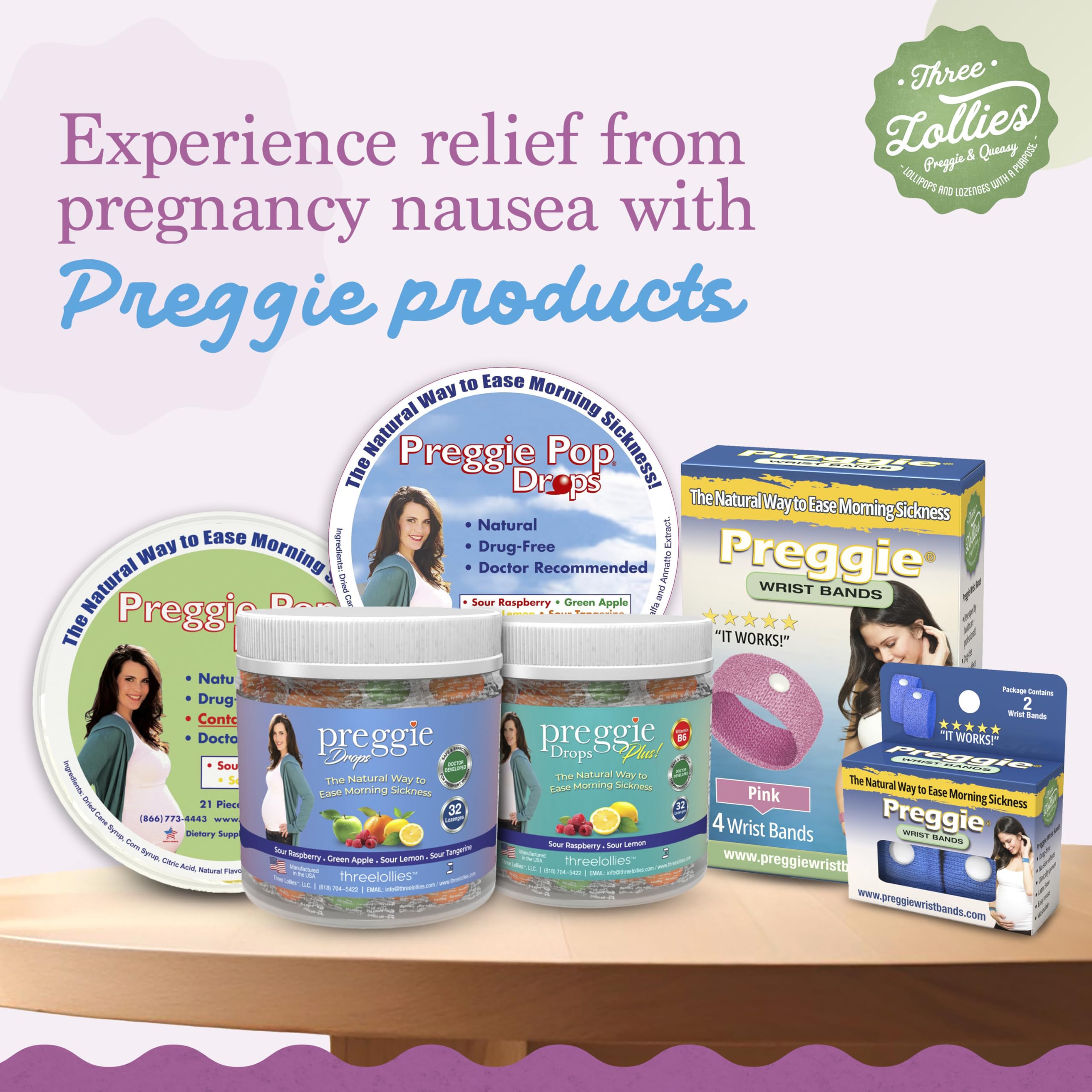 Three Lollies anti-nausea bands for morning sickness relief