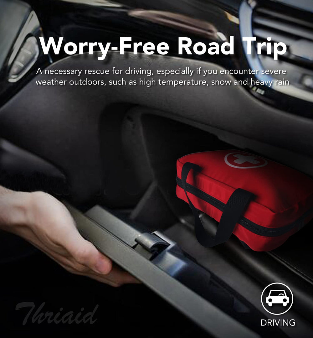 THRIAID emergency first-aid kit for home, car, and travel.