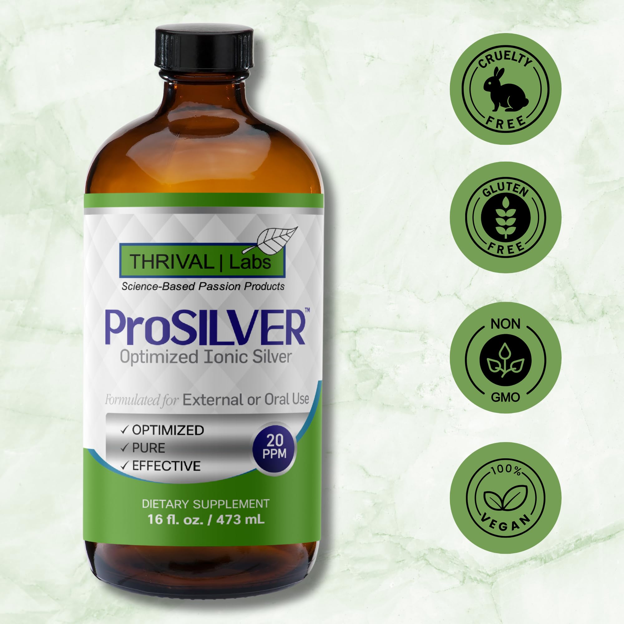 Topical application of Thrival Labs silver liquid for skin care and mineral support.