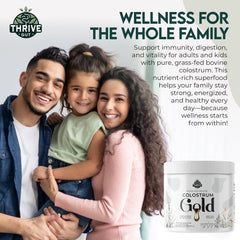 ThriveGut Colostrum Gold smoothie blend shows nourishing daily ritual