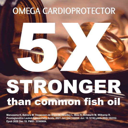 Thrivous Omega Cardioprotector capsules arranged for daily use and circulatory support