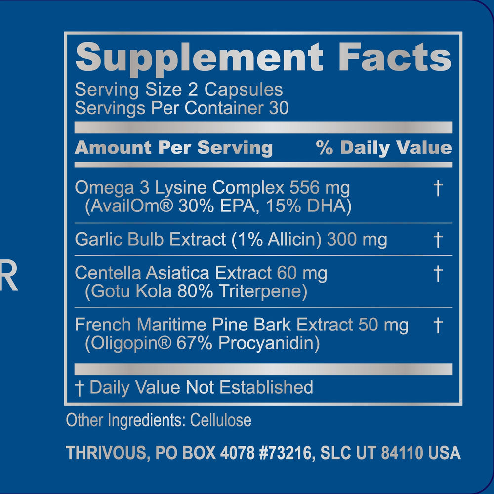 Thrivous garlic extract visual for vascular support and balance
