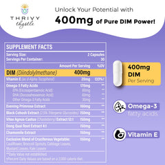 ThrivyThystle DIM capsules close-up showing smooth texture for easy swallowing.