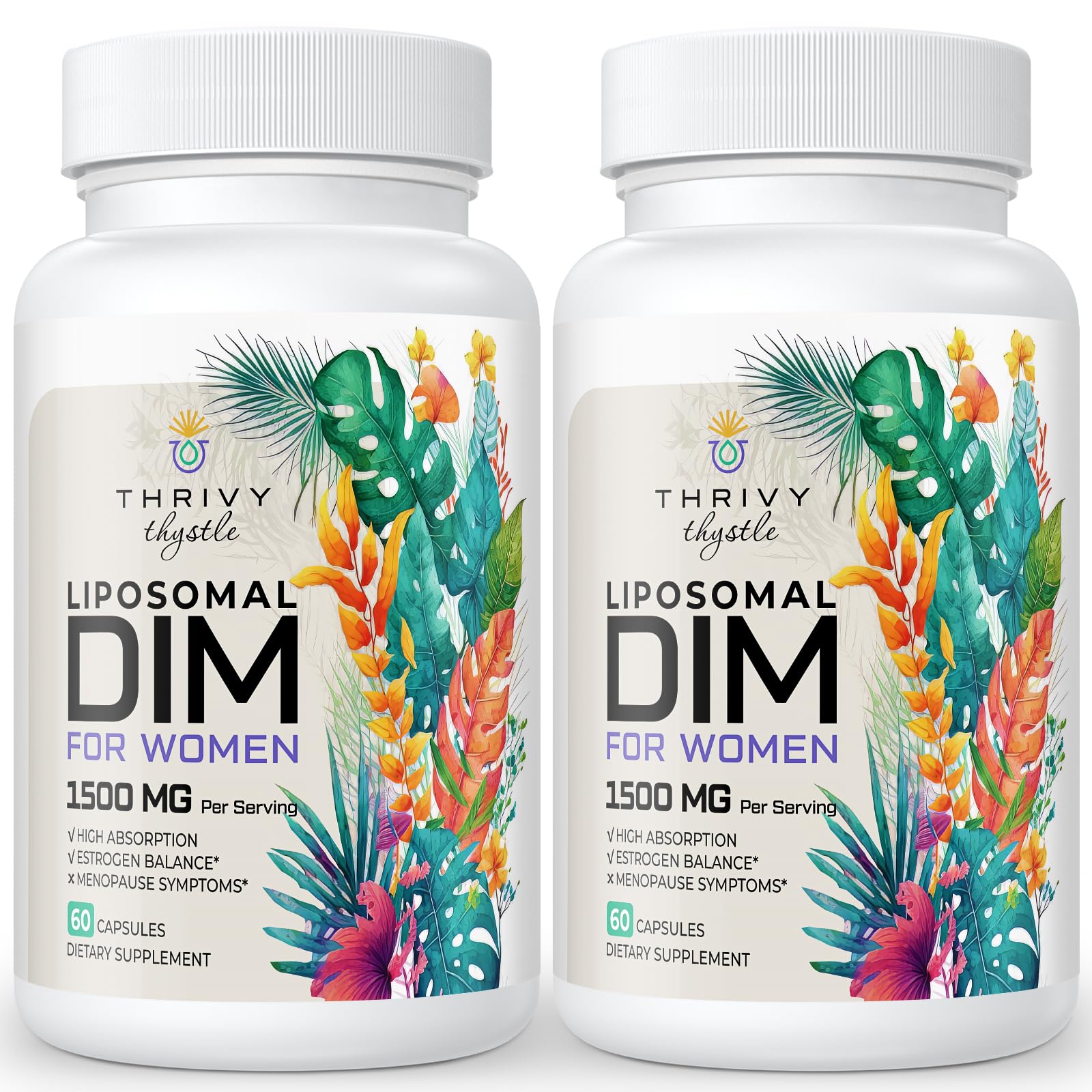 ThrivyThystle liposomal DIM bottle; easy daily support for balance.