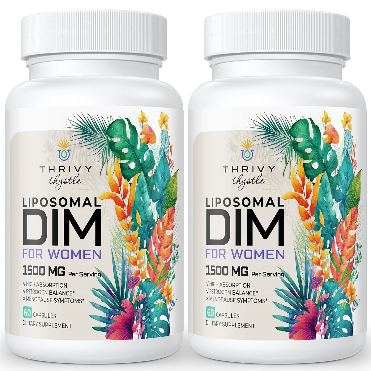 ThrivyThystle liposomal DIM bottle; easy daily support for balance.