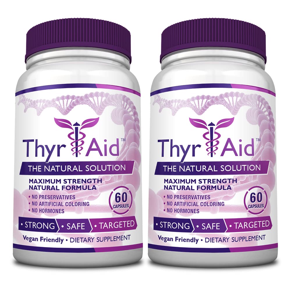 ThryAid thyroid support bottle packaging showing a vegan formula for steady energy