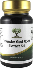 Thunder God Vine Root 5:1 extract bottle with capsules for daily wellness.