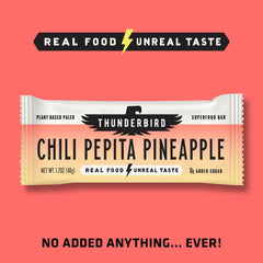 Thunderbird Bars vegan paleo certifications badge signals plant-based energy option.