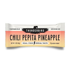 Thunderbird Bars packaging showcases chili pepita pineapple flavor for on-the-go energy.