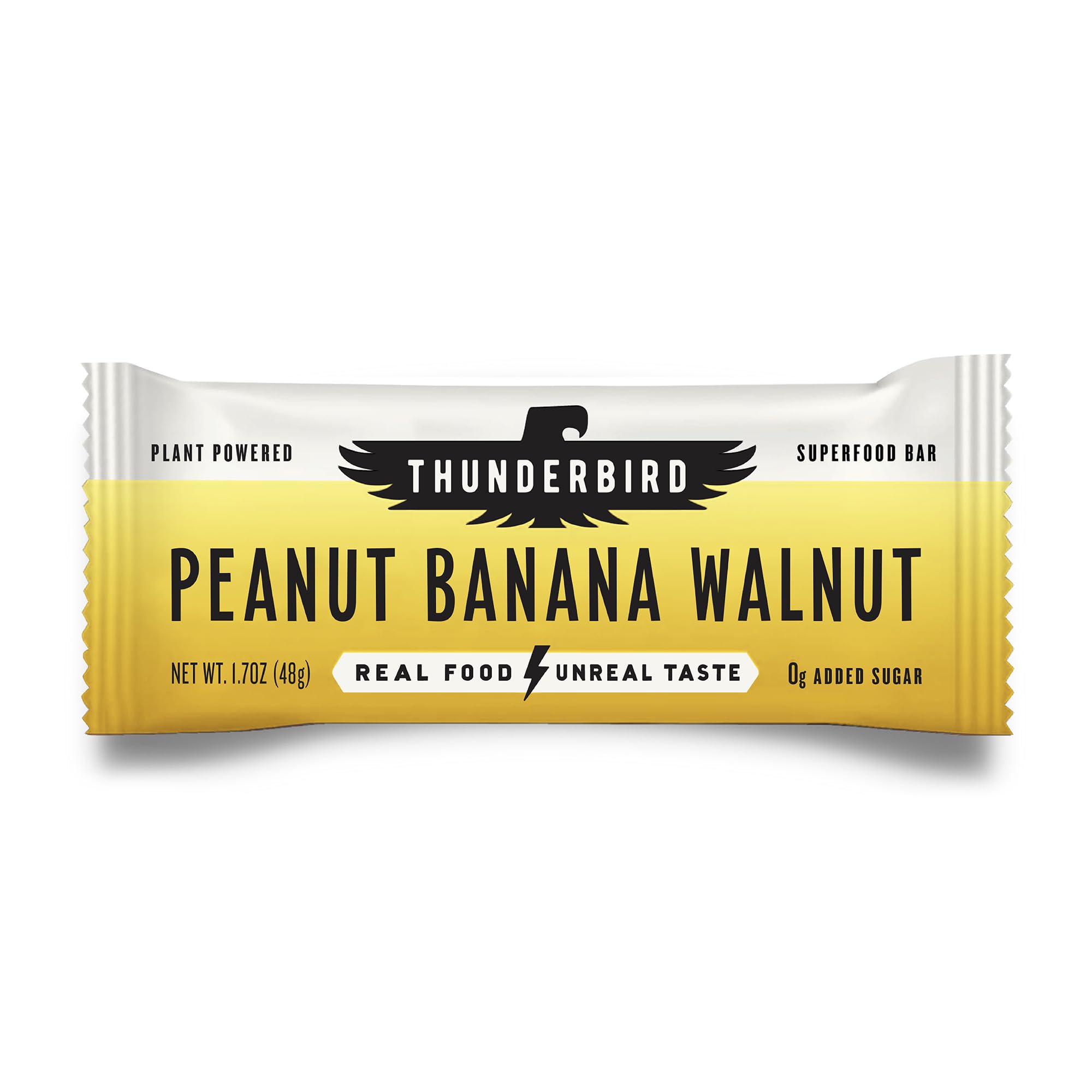 Thunderbird Bars peanut banana walnut packshot shows an energizing, grab-and-go snack