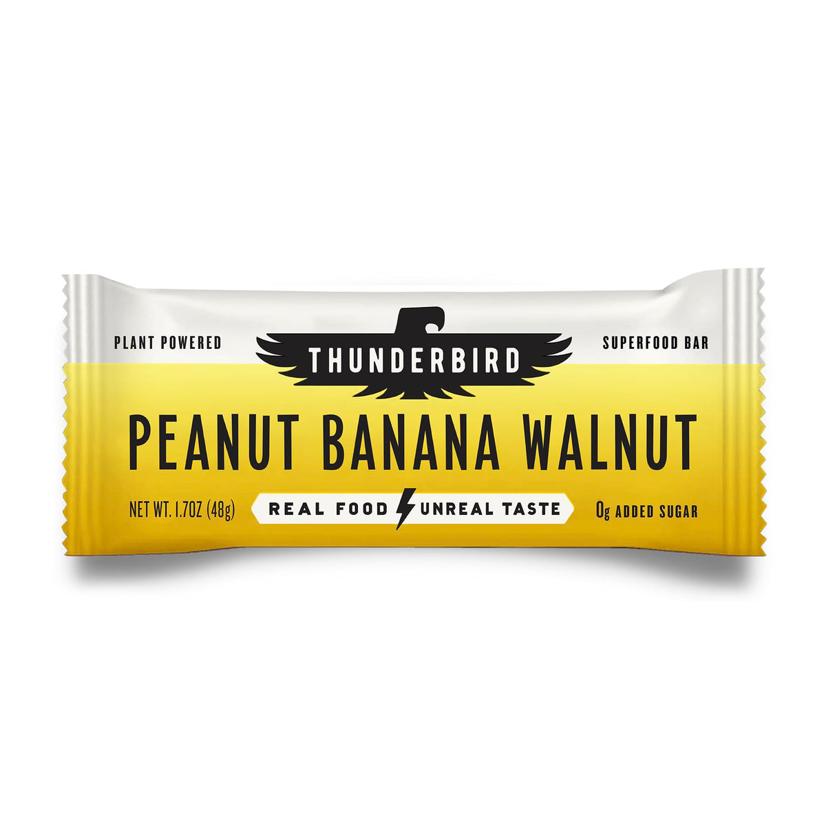 Thunderbird Bars peanut banana walnut packshot shows an energizing, grab-and-go snack