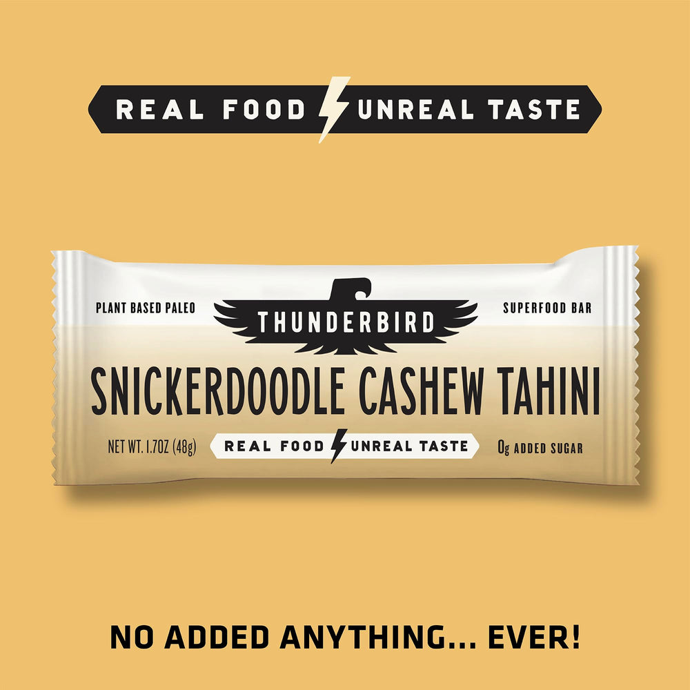 Aroma and chewy texture of Thunderbird Bars Snickerdoodle Cashew Tahini