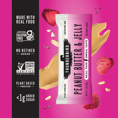 Serving suggestions with Thunderbird Real Food Bar Peanut Butter Jelly for portable energy