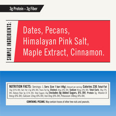 Thunderbird Texas Maple Pecan bar closeup shows dates and nuts for natural energy.